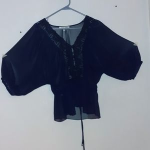 Black Rainn peasant blouse, button, small, shear